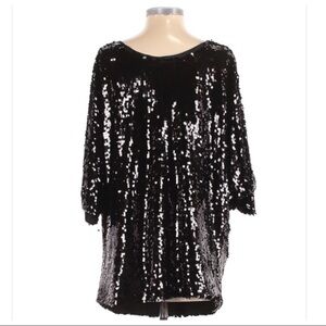 Rachel Zoe Black Minelli Sequin Top Sz S